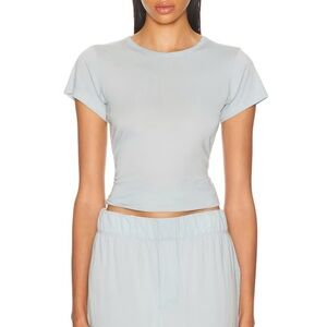 Eterne Light Blue Short Sleeve Cropped Tee